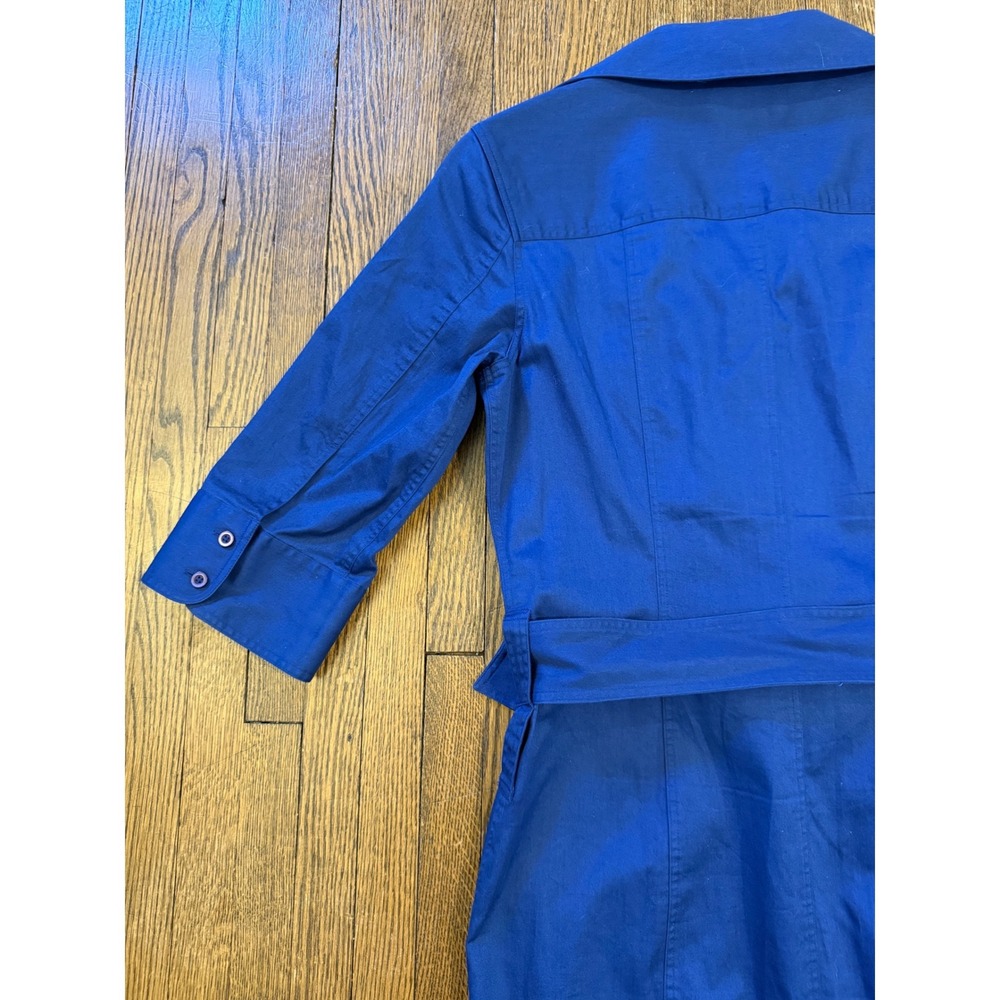 Thomas Pink Royal Blue Cotton Belted Shirt Dress 3/4 Sleeve Utility Size 6 US - Picture 4 of 8